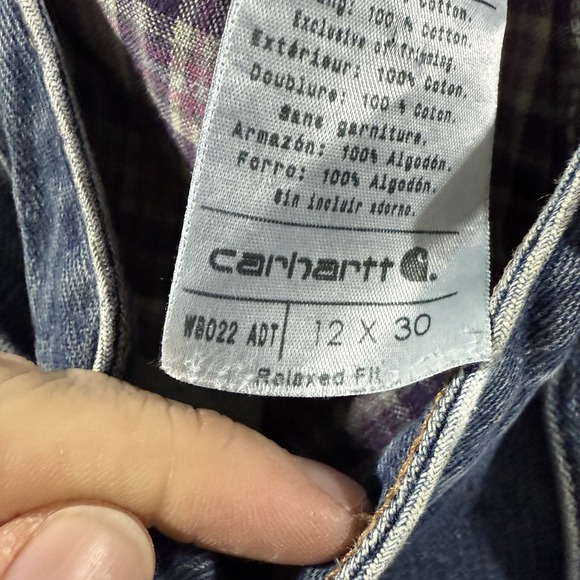 Carhartt Women's Flannel Lined Original Fit Straight Leg Jeans 14806 Sz 12 40x30 - Picture 11 of 14